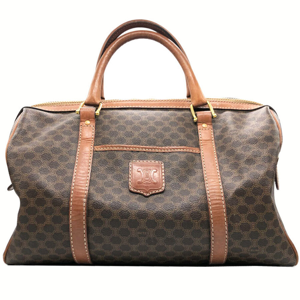 Celine Boston Bag Brown Macadam Leather